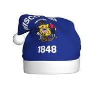 MUFLVDX Sombrero de Navidad con estampado de bandera del estado de Wisconsin para adultos, sombrero de Papá Noel para mujeres y hombres, para Navidad, Año Nuevo, fiestas de fin de año, suministros de