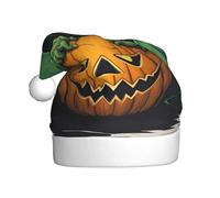 MUFLVDX Sombrero de Navidad con estampado de calabaza de fantasma verde para adultos, sombrero de Papá Noel para mujeres y hombres, para Navidad, Año Nuevo, suministros de fiesta