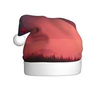 MUFLVDX Sombrero de Navidad con estampado de cielo rojo por la noche para adultos, sombrero de Papá Noel para mujeres y hombres, para Navidad, Año Nuevo, suministros de fiesta