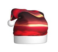 MUFLVDX Sombrero de Navidad con estampado de cielo rojo por la noche para adultos, sombrero de Papá Noel para mujeres y hombres, para Navidad, Año Nuevo, suministros de fiesta