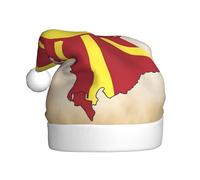 MUFLVDX Sombrero de Navidad con estampado de mapa de la bandera de Macedonia del Norte, para adultos, sombrero de Papá Noel para mujeres y hombres, para Navidad, Año Nuevo, suministros de fiesta