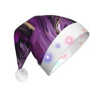 MUFLVDX Sombrero de Navidad con estampado de mármol con textura morada oscura, sombrero de vacaciones para adultos, sombrero clásico unisex de Papá Noel, para Navidad, Año Nuevo, fiesta