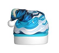 MUFLVDX Sombrero de Navidad con estampado de olas del océano para adultos, sombrero de Papá Noel para mujeres y hombres, para Navidad, Año Nuevo, fiestas de fin de año, suministros de fiesta
