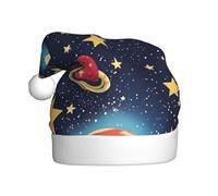 MUFLVDX Sombrero de Navidad con estampado espacial de cielo estrellado para adultos, sombrero de Papá Noel para mujeres y hombres, para Navidad, Año Nuevo, suministros de fiesta