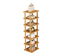 mufsceku Zapatero de bambú para espacios pequeños, organizador de zapatos estrecho de madera de 5/7/8 niveles, almacenamiento de zapatos desmontable, organizador vertical de zapatos para ahorrar