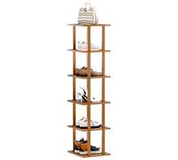 Mufsceku Zapatero de bambú para espacios pequeños, organizador estrecho de madera de 5/6/7/8 niveles, torre vertical desmontable, estante de pie para esquina de armario de entrada, montaje sin