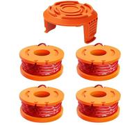 MUFUSHAN 4 bobinas WA0004.1 para desbrozadora con 1 cubierta de bobina, compatible con todas las cortadoras de césped Worx con 20 V, diámetro de 1,65 mm/3 m, bobina de hilo WG157E.9/WG163E/WG163E