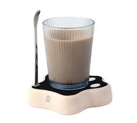 Mug Blender Base, Automatic Mugs Mixer, 6.5 Inches Rechargeable Stirring Base, Coffee Spoon, Hands-Free Mixing, Portable Drink Stirrer for Glass Cups, Home, Kitchen, Hotel, Restaurants