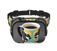 Mug Coffee - Riñonera cuadrada de doble capa para actividades al aire libre como deportes, viajes, senderismo, ciclismo, Black, Talla única