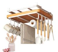 Mug Hooks Under Cabinet - 30Cm Stainless Steel Shelf Rack, Punch Free Installation, Multifunctional Storage | Space Saving Kitchen Organizer for Mugs Towels Paper Rolls Cutting Boards Bathrooms