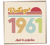 Mug Monster Tarjeta de cumpleaños número 62 - Vintage 1961 Aged to Perfection, divertida tarjeta de felicitación para hombres y mujeres, tarjetas de cumpleaños para mujeres, tarjetas de cumpleaños