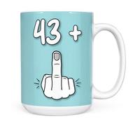Mug Monster - Taza de 44 cumpleaños, con texto en inglés "I Am 43 + 1, regalo para niños de 44 años, taza de café de cerámica, regalo para hombres o mujeres, taza extragrande y gigante disponible,