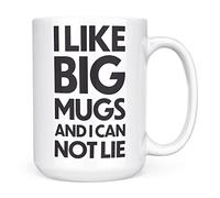 Mug Monster - Taza gigante con texto en inglés "I Like Big Mugs and I Cannot Lie", taza de té extragrande, taza de café de cerámica, regalo para hombres o mujeres, extragrande y gigante disponible, 15