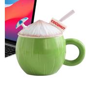 Mug With Lid And Straw - 3D Shaped Mug | Tropical Summer Drinkware | 2026 Trending Aesthetic Cup For Women, 500ml Fun Decorative Tumbler For Office And Home