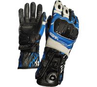 MUGENRACE Cowy Guantes de moto, Negro/Blanco/Azul, Talla S
