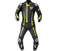 MUGENRACE Mucho Traje de cuero de moto de dos piezas, negro-blanco-amarillo, tamaño 62 para Hombres