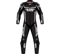 MUGENRACE Ohvale Traje de cuero de motocicleta de una pieza perforado para niños, Negro/Blanco, Talla 146