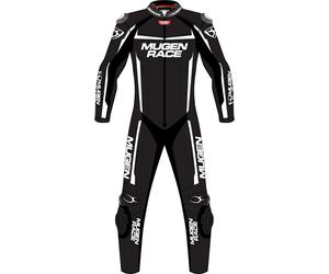 MUGENRACE Ohvale Traje de cuero de motocicleta de una pieza perforado para niños, Negro/Blanco, Talla 146