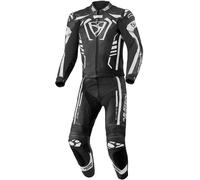 MUGENRACE Predator Traje de cuero de moto de dos piezas perforado, Negro/Blanco, Talla 52