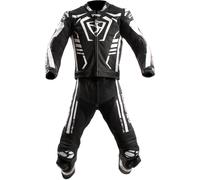 MUGENRACE Predator Traje de cuero de moto de dos piezas perforado, negro-blanco, tamaño 48 para Hombres