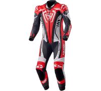 MUGENRACE Predator Traje de cuero de moto de una pieza perforado, negro-blanco-rojo, tamaño 50 para Hombres