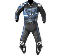 MUGENRACE RC-Max Due Traje de cuero de moto de dos piezas perforado, negro-blanco-azul, tamaño 62 para Hombres