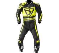 MUGENRACE RC-Max Due Traje de cuero de moto de dos piezas perforado, Negro/blanco/neón amarillo, Talla 50