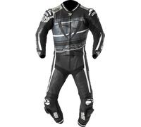 MUGENRACE RC-Max Due Traje de cuero de moto de dos piezas perforado, negro-gris-blanco, tamaño 60 para Hombres