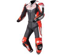 MUGENRACE Scorpion Traje de cuero de moto de dos piezas perforado, negro-blanco-rojo, tamaño 62 para Hombres