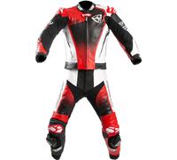 MUGENRACE Sidegun Traje de cuero de moto de dos piezas perforado, negro-blanco-rojo, tamaño 52 para Hombres