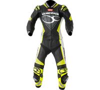 MUGENRACER Impegnato-D traje de cuero de motocicleta de dos piezas para damas perforado, negro-blanco-amarillo, tamaño 34 para Mujer