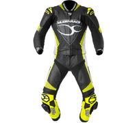 MUGENRACER Impegnato Traje de cuero de motocicleta de dos piezas perforado, negro-blanco-amarillo, tamaño 60 para Hombres