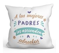 MUGFFINS Cojín 40x40 cm para Abuelo Relleno Incluído - En Español - Mejores Padres Ascienden Abuelos - Regalo Original y Divertido