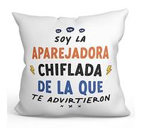 MUGFFINS Cojín 40x40 cm para APAREJADORA Mujer Relleno Incluído - En Español - Todos te advirtieron - Regalo Original y Divertido