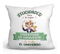 MUGFFINS Cojín 40x40 cm para DIRECTORA DE Orquesta Mujer Relleno Incluído - En Español - Mejor Universo Trofeo - Regalo Original y Divertido