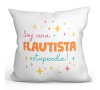 MUGFFINS Cojín 40x40 cm para FLAUTISTA Mujer Relleno Incluído - En Español - Soy estupendo! - Regalo Original y Divertido