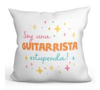 MUGFFINS Cojín 40x40 cm para Guitarrista Mujer Relleno Incluído - En Español - Soy estupendo! - Regalo Original y Divertido