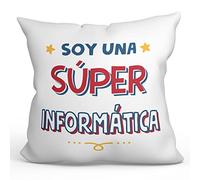 MUGFFINS Cojín 40x40 cm para INFORMÁTICA Mujer Relleno Incluído - En Español - Soy Súper - Regalo Original y Divertido