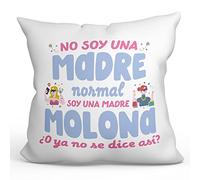 MUGFFINS Cojín 40x40 cm para Madre/MAMÁ Relleno Incluído - En Español - Madre molona no Madre Normal - Regalo Original y Divertido