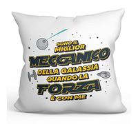 MUGFFINS Cojín 40x40 cm para MECÁNICO Hombre Relleno Incluído - En Italiano - Miglior Della Galassia Quando Forza È con Me - Regalo Original y Divertido