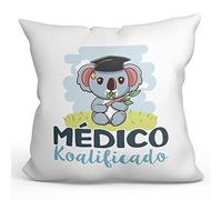 MUGFFINS Cojín 40x40 cm para MÉDICO Hombre Relleno Incluído - En Español - Koalificado/koalificada - Regalo Original y Divertido