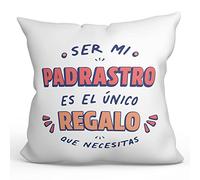 MUGFFINS Cojín 40x40 cm para PADRASTRO Relleno Incluído - En Español - Soy el único Regalo Que Necesitas - Regalo Original y Divertido