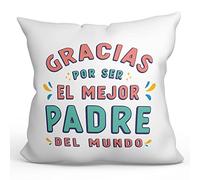 MUGFFINS Cojín 40x40 cm para Padre/PAPÁ Relleno Incluído - En Español - Gracias por ser Original y Divertido