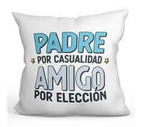 MUGFFINS Cojín 40x40 cm para Padre/PAPÁ Relleno Incluído - En Español - por Casuaildad Amigo por Elección - Regalo Original y Divertido