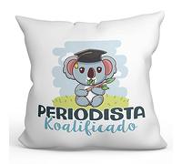 MUGFFINS Cojín 40x40 cm para Periodista Hombre Relleno Incluído - En Español - Koalificado/koalificada - Regalo Original y Divertido