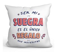 MUGFFINS Cojín 40x40 cm para Suegra Relleno Incluído - En Español - Soy el único Regalo Que Necesitas - Regalo Original y Divertido
