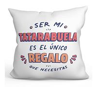 MUGFFINS Cojín 40x40 cm para TATARABUELA Relleno Incluído - En Español - Soy el único Regalo Que Necesitas - Regalo Original y Divertido