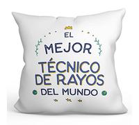MUGFFINS Cojín 40x40 cm para TÉCNICO DE Rayos Hombre Relleno Incluído - En Español - Mejor del Mundo - Regalo Original y Divertido