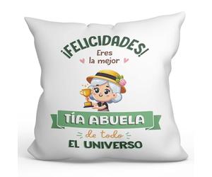 MUGFFINS Cojín 40x40 cm para TÍA Abuela Relleno Incluído - En Español - Mejor Universo Trofeo - Regalo Original y Divertido