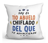 MUGFFINS Cojín 40x40 cm para TÍO Abuelo Relleno Incluído - En Español - Todos te advirtieron - Regalo Original y Divertido